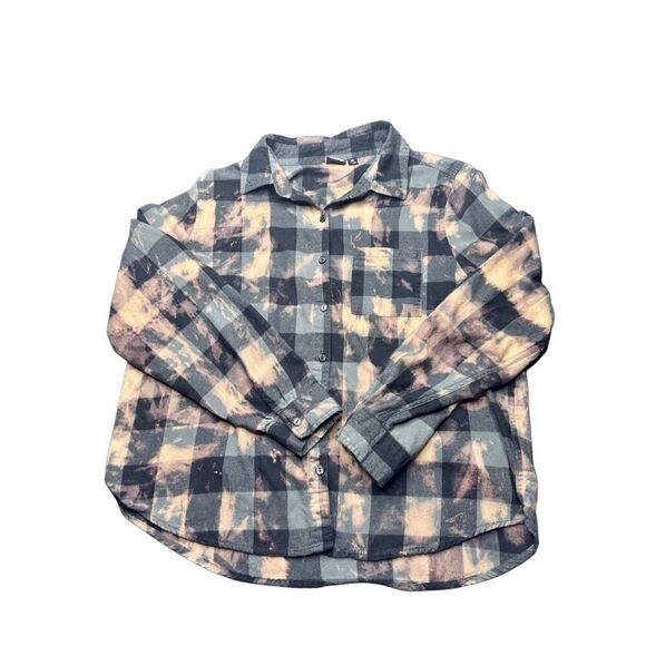 Star Wars The Mandalorian Plaid Button Up Shirt Womens M Black Gray - Picture 2 of 7